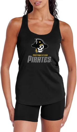 Miniatura 189 de Camiseta deportiva sin mangas oficial de NCAA Collegiate para mujer, con espalda cruzada, colección con logotipo primario