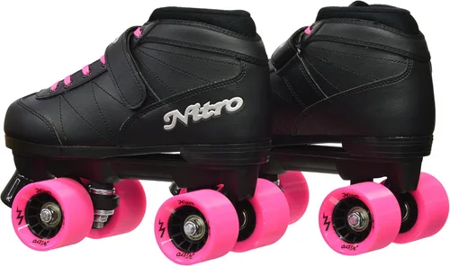 Miniatura 4 de Epic Skates Súper nitro interior / exterior patines de rodillos de velocidad quad, negro / rosa, adulto 7