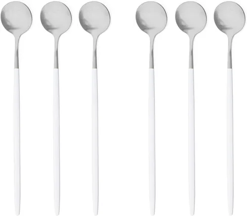 Miniatura 15 de Cubiertos de plata blanca pulida mate, diseño ligero, 36 piezas de acero inoxidable, juego de cubiertos de servicio para 6, incluyendo tenedores