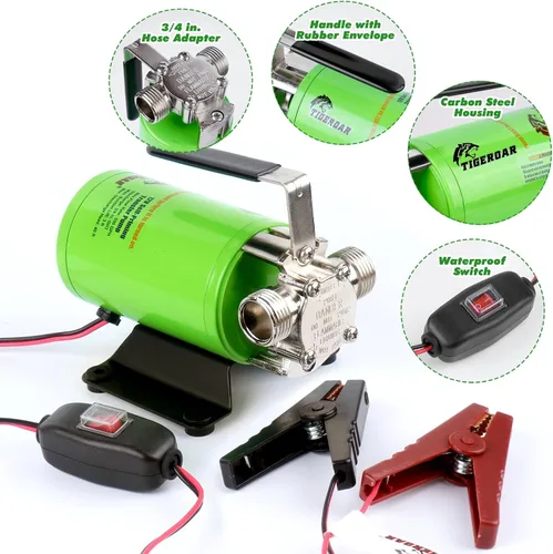 Miniatura 4 de TIGEROAR Bomba de agua de 12 V, bomba de transferencia de agua de 330 GPH para autocaravana, bomba de estanque de lluvia con manguera de succión