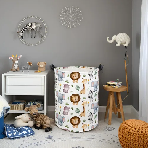 Miniatura 5 de Cesta de Ropa Sucia para Bebé Canasta para Bebé para Guardería de Niño y Niña Lindo Contenedor Organizador de Almacenamiento de Juguetes para Niños