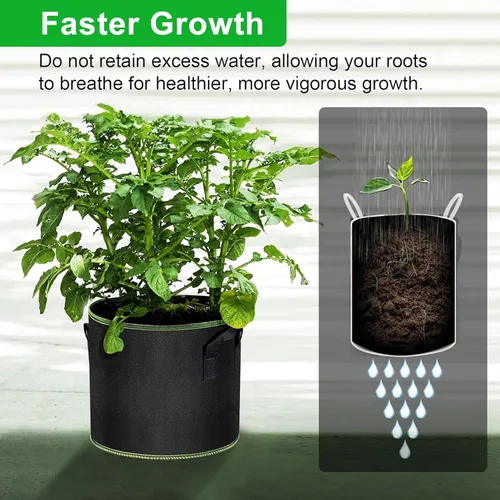 Miniatura 4 de MEKOLIFE Bolsas de cultivo de 5 galones, paquete de 3 unidades, bolsas de tela no tejida gruesa con asas para plantar verduras, flores, papas
