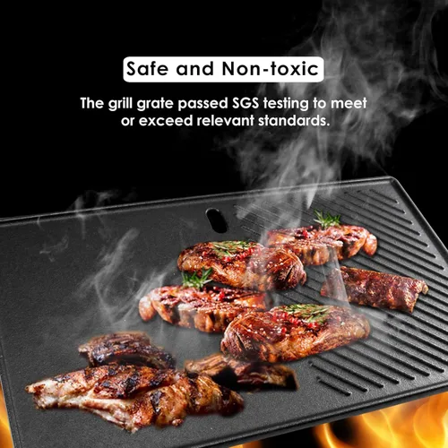 Miniatura 3 de Uniflasy Plancha Parrilla Reversible de Hierro Fundido para Estufa 16 7/8" Sartén Plancha Plana, Placa de Plancha Parrilla de Hierro Fundido