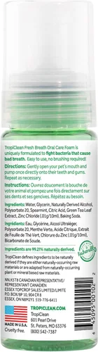 Miniatura 2 de TropiClean Fresh Breath Spray de espuma dental para perros y gatos Ambientador rápido de aliento y solución de limpieza dental Fabricado