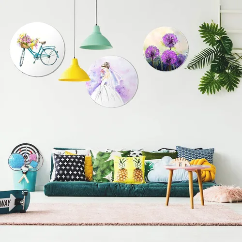 Miniatura 7 de 6 piezas de lienzo de pintura redondo en blanco con forma redonda de pintura de lienzo estirado imprimado tableros de decoración para pintura