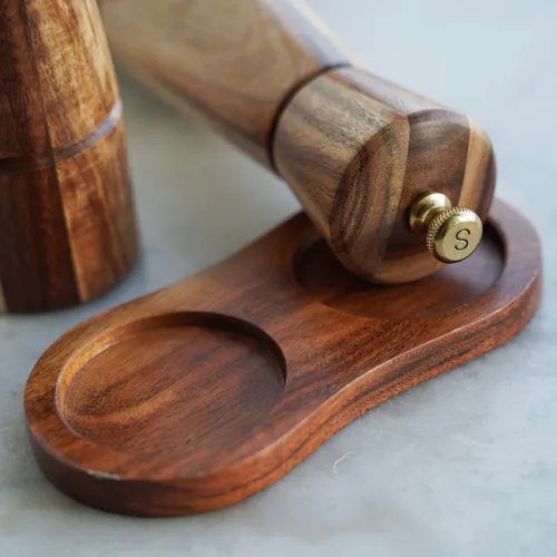 Miniatura 6 de Juego de molinillo de sal y pimienta con bandeja, molinillo de cerámica ajustable, molinillo de sal, molinillo de pimienta de acero inoxidable