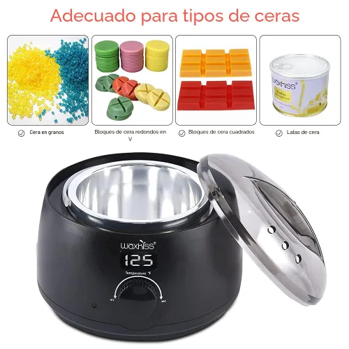 Miniatura 5 de waxkiss Calentador digital de depilación con tapa transparente y olla de 14 onzas