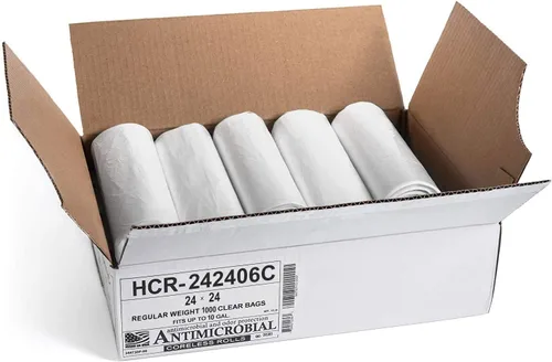Miniatura 2 de Aluf Plastics Bolsas de basura de alta densidad, 10 galones, 1000 unidades, 6 micrones (eq), 24" x 24", transparentes, para baño, oficina