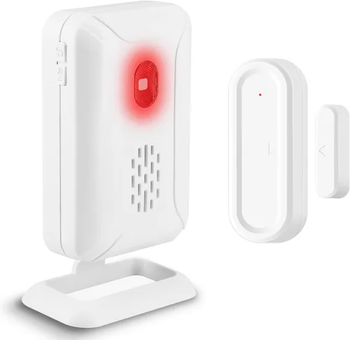 Alarmas de puerta cuando se abre, GreenCYCLE - Campanillas de puerta cuando se abre la puerta con volumen ajustable de 4 niveles, rango de 600 pies,