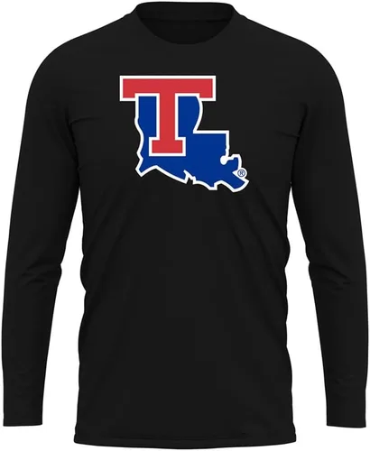 Miniatura 293 de Camisa deportiva de manga larga oficial de la NCAA Collegiate para hombre, colección negra con logotipo primario