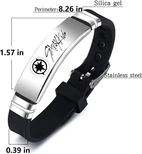 Miniatura 5 de AntaQuyaN Paquete de 2 pulseras Kpop Stray Kids Merch Bracelets, pulseras de silicona con dijes para niños, joyería para regalos, color blanco