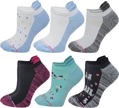 Miniatura 9 de Dr. Motion 6 pares de calcetines de compresión transpirables acolchados de corte bajo para mujer