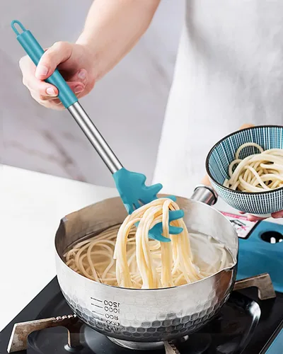Miniatura 5 de Paquete de 2 tenedores de silicona para pasta, servidor de cuchara de fideos resistente al calor, colador de espaguetis sin BPA, las mejores