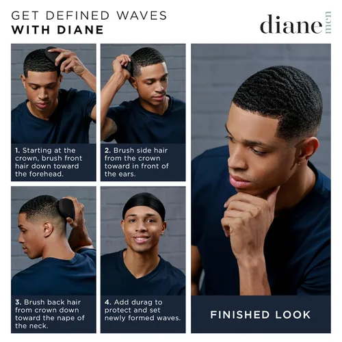 Miniatura 3 de Diane Cepillo de cerdas de jabalí 100% para ondas y alisado, desenredante de cabello fino a mediano para hombres y mujeres, restaurador de brillo