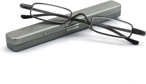 Miniatura 6 de Mini gafas de lectura de metal súper ligeras con estuche compacto, negro, plomizo