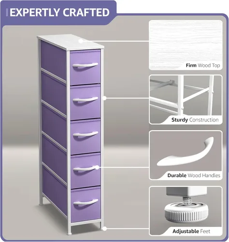 Miniatura 4 de Sorbus Cómoda para niños con 5 cajones - Unidad de almacenamiento organizadora cofre para ropa - Dormitorio, habitación de los niños, guardería