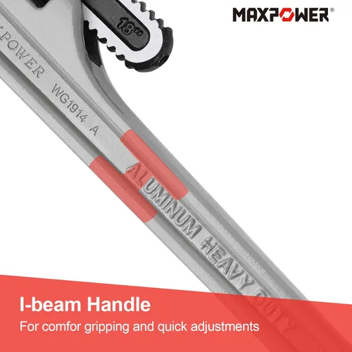 Miniatura 7 de MAXPOWER Llave de tubo de 18 pulgadas, llave de plomería de aluminio resistente
