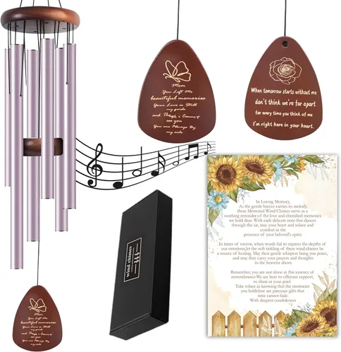 Miniatura 7 de WANSENCE Campanillas de viento conmemorativas para la pérdida de un ser querido - Campanillas de viento para exteriores, campanillas de viento