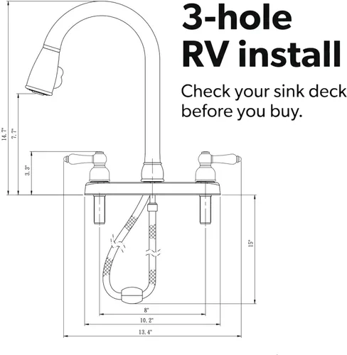 Miniatura 9 de Llave para fregadero de cocina Dura Faucet, llave de reemplazo no metálica con doble palanca para casas rodantes, caravana quinta rueda