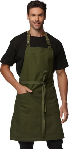 Delantales de chef para hombres y mujeres con bolsillos grandes, delantal de lona, impermeable, profesional, con 2 bolsillos, 4251 GB