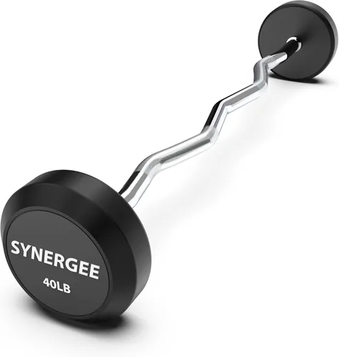 Miniatura 9 de Synergee Barra Fija Easy Curl Barra de Acero Curvada Pre-Ponderada con Pesas de Goma - Peso Fijo