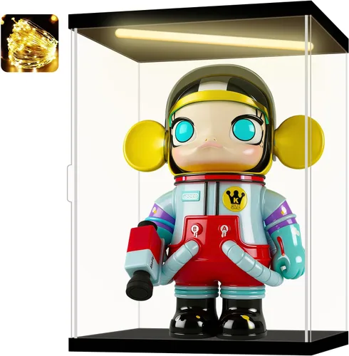 Miniatura 19 de Vitrina de acrílico para coleccionables, cajas de acrílico transparente para exhibir minifiguras, trofeos, casco de construcción iluminado
