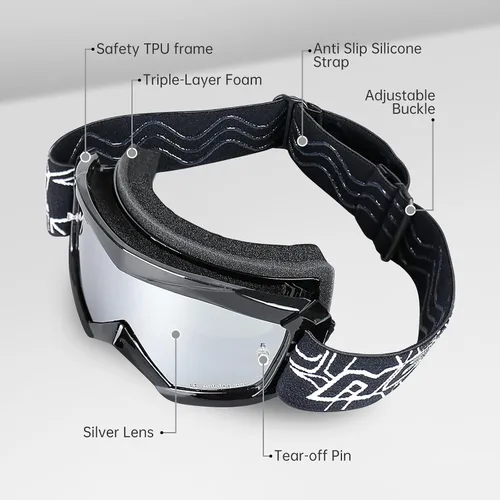 Miniatura 2 de Gafas de Motocross para Niños y Jóvenes - Gafas Off Road para Bicicleta de Cross y Motocicleta MX con Lentes de Protección UV Antiempañamiento