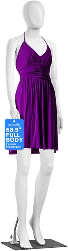 SereneLife Maniquí femenino de cuerpo completo – Forma de vestido ajustable de 68.9 pulgadas con cabeza giratoria de 360°, cara realista,