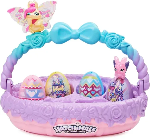 Hatchimals CollEGGtibles, canasta de juguetes de primavera familiar con 6 personajes de conejos, juguetes para niñas de 5 años en adelante Morado