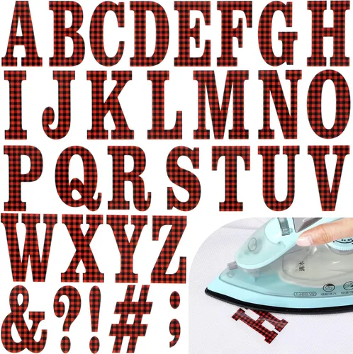 Miniatura 10 de 279 Piezas Letras Navideñas para Planchar de 2 Pulgadas A-Z Letras de Flocado Letras de Transferencia Calcomanías para Calcetines Letras de Alfabeto