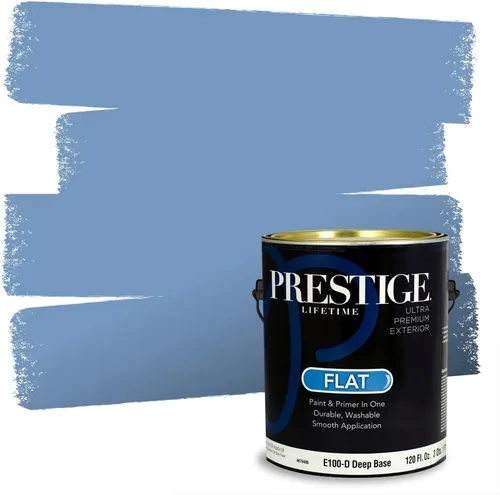 Miniatura 112 de Prestige Paints. - Base y pintura para exteriores en un solo galón, 1 galón. plano, comparable con Sherwin Williams Topsail. SW6799-PCM