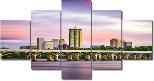 Miniatura 96 de TUMOVO Fotos en lienzo de Estados Unidos, Cincinnati, Ohio, Skyline at Dusk para tu sala de estar, impresiones de paisaje urbano de rascacielos
