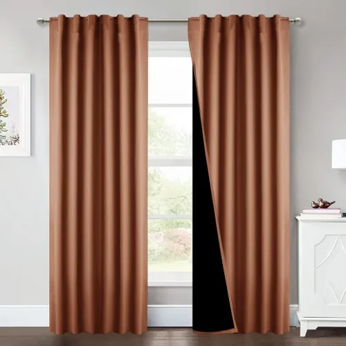 Miniatura 32 de NICETOWN Paneles de cortinas totalmente opacas para dormitorio que reducen el frío, cubiertas de ventana súper gruesas aisladas, cortinas Biscotti