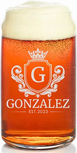 Miniatura 12 de Taza de Cerveza Personalizada de 16 oz con Fuente Personalizada Grabada en Vidrio con Tu Texto – Regalo Único para Papá, Esposo, Cumpleaños, Boda