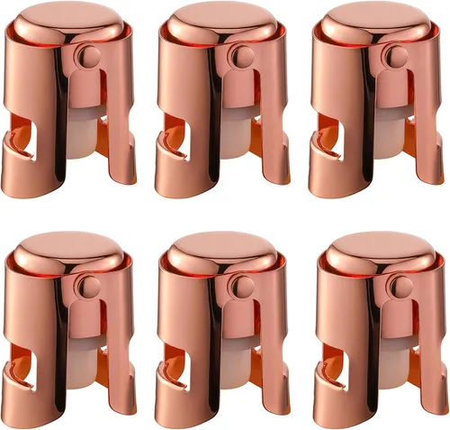 Miniatura 22 de Tapones de champán con protector de champán de acero inoxidable con silicona de grado alimenticio a prueba de fugas que se mantienen frescos, Negro