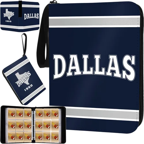 Miniatura 14 de Carpeta de tarjetas de fútbol con fundas 400 bolsillos, soporte para tarjetas de fútbol de Dallas para tarjetas de colección, carpeta con 3 anillas