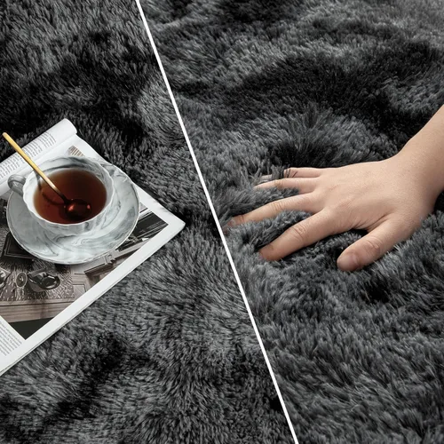 Miniatura 3 de Deerhoo Alfombras Grandes de Área Shag 6 x 9 pies, Alfombras de Felpa Difusa con Tie-Dye para Sala de Estar, Alfombra Ultra Suave Esponjosa y Peluda