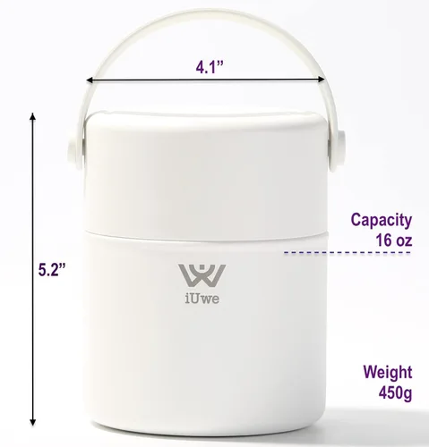 Miniatura 7 de Termo de comida de 16 onzas para comida caliente, para niños, con cuchara. Lonchera térmica pequeña de acero inoxidable 316L, a prueba de fugas