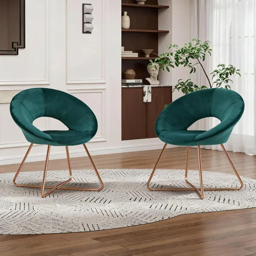 Miniatura 8 de DUHOME Sillas modernas de terciopelo con acento para sofá individual, cómodas sillas tapizadas, sillas de descanso de mediados de siglo con patas