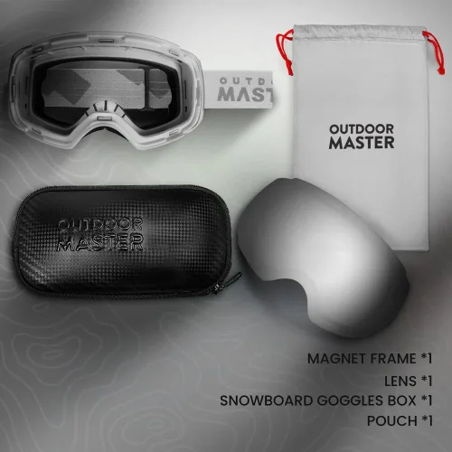 Miniatura 3 de OutdoorMaster Gafas de esquí PRO – sin marco, lente intercambiable, 100% protección UV400, gafas de nieve para hombres y mujeres A1-marco gris
