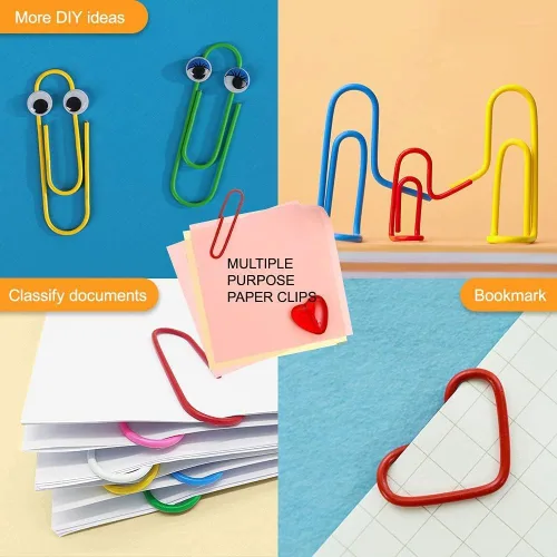 Miniatura 5 de Sopito - Clips para papel, 300 clips de papel, varios tamaños (S/M/L) y bandas de goma, juego de suministros de oficina de colores, suministros