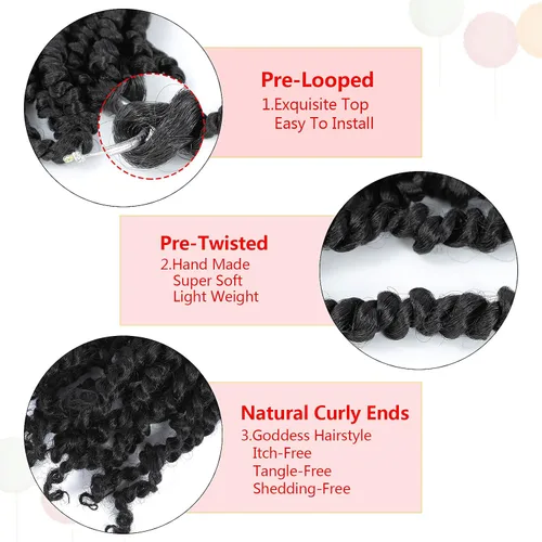 Miniatura 4 de Fulcrum Pelo de ganchillo Passion Twist de 10 pulgadas, 8 paquetes de cabello pretrenzado y pretrenzado para mujeres negras (10 pulgadas