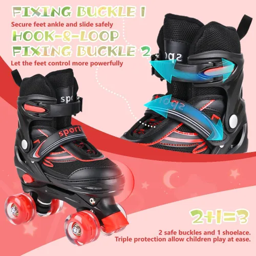 Miniatura 5 de Patines en línea G MGY OLED para niños pequeños, patines ajustables en 4 tallas con todas las ruedas iluminadas, patines iluminados divertidos