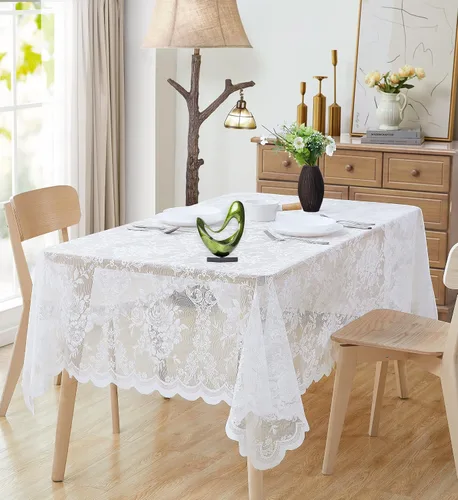 Miniatura 8 de ASATEX Mantel de encaje redondo negro de 36 pulgadas. El patrón floral clásico y elegante es la elección ideal para cualquier comedor de lujo