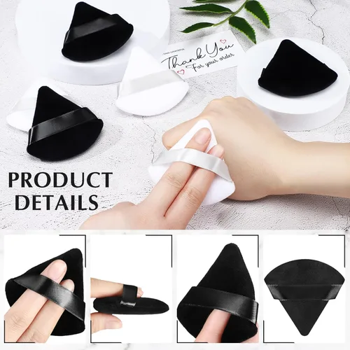 Miniatura 4 de Suclain 48 esponjas triangulares de terciopelo suave para maquillaje en polvo de cara, esponjas triangulares para base cosmética húmeda y seca