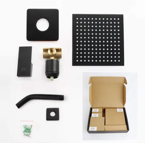 Miniatura 6 de Conjunto de llave de regadera color negro mate, sistema de regadera de lluvia para baño con cabezal de regadera de metal de acero inoxidable, kit