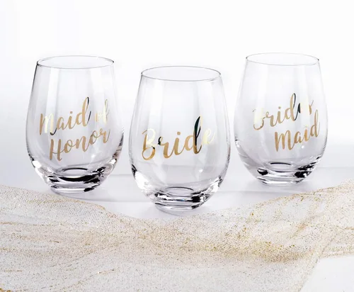 Miniatura 2 de Lillian Rose Copa de vino sin tallo Gold Bride, altura 4.75 pulgadas (G115 BR)