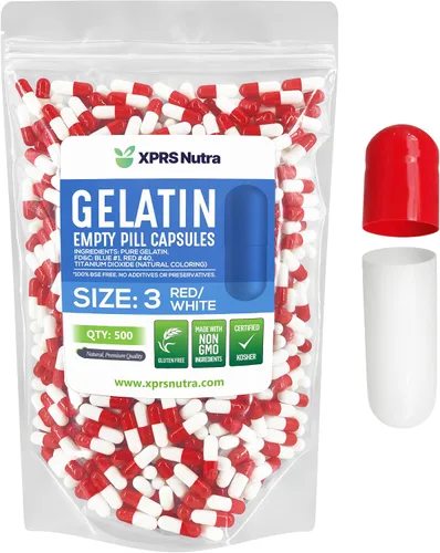 Miniatura 16 de XPRS Nutra Cápsulas vacías de tamaño 3 – 1000 cápsulas vacías de gelatina – Pastillas de relleno de cápsulas de bricolaje – Cápsulas de gel de Rojo