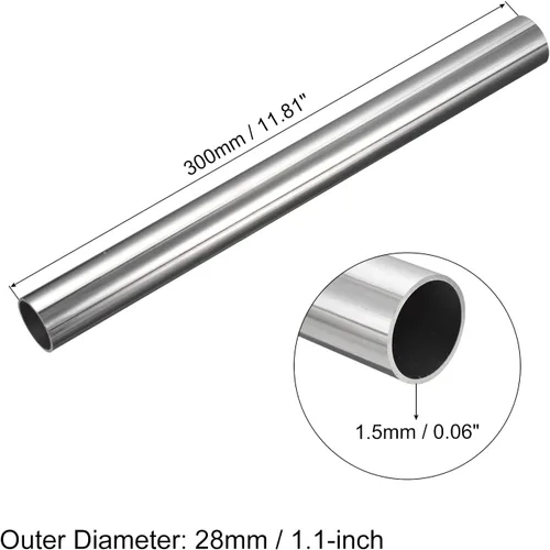 Miniatura 75 de uxcell Tubo de acero inoxidable 304, diámetro exterior de 34 mm x 1,5 mm de espesor de pared, 300 mm de longitud de tubería metálica para maquinaria