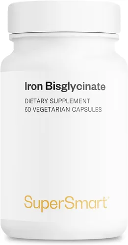 Supersmart - Suplemento de bisglicinato de hierro de 75 mg por día (altamente absorbible) - Suplemento de hierro suave | Sin OMG y sin gluten - 60